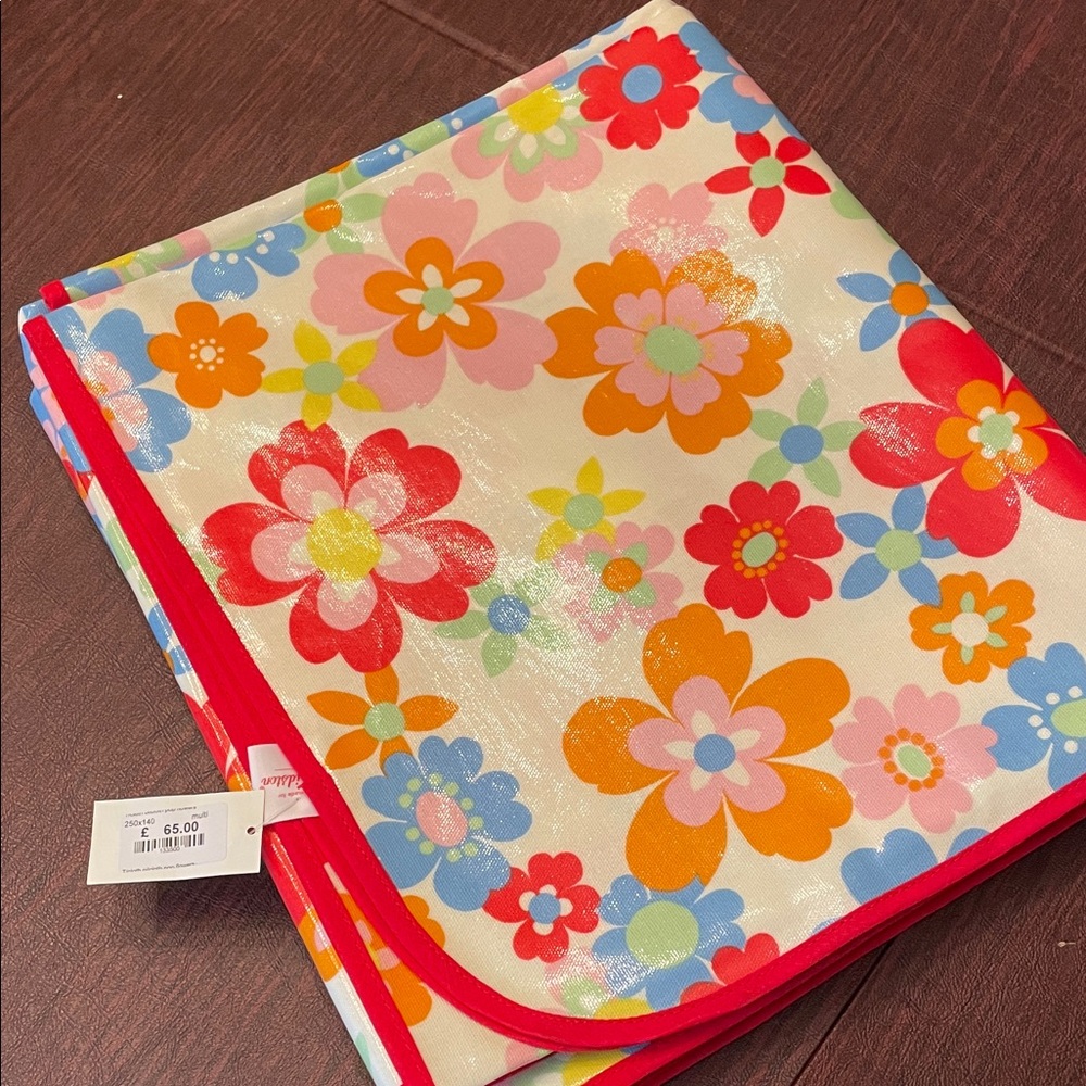 Cath Kidston Floral Patterned table cloth with Red Trim
